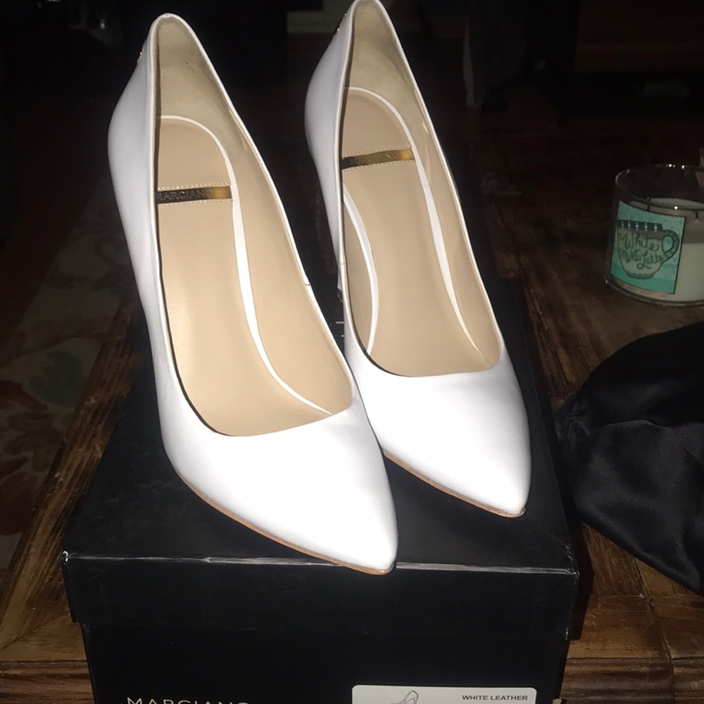 Marciano white leather heels size 10